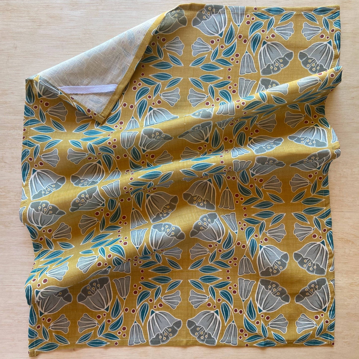 Bluebells on Yellow Tea Towel
