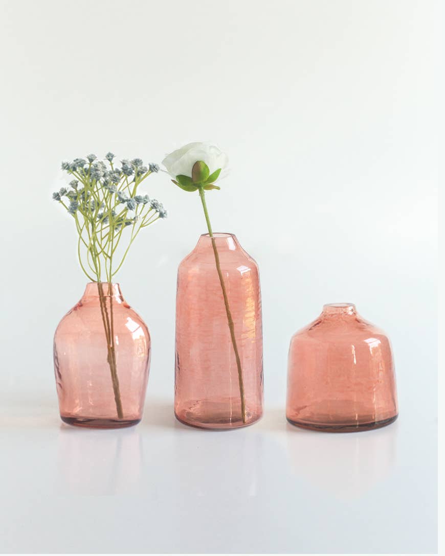 Bella Handblown Hammered Glass Bud Vase: Blush