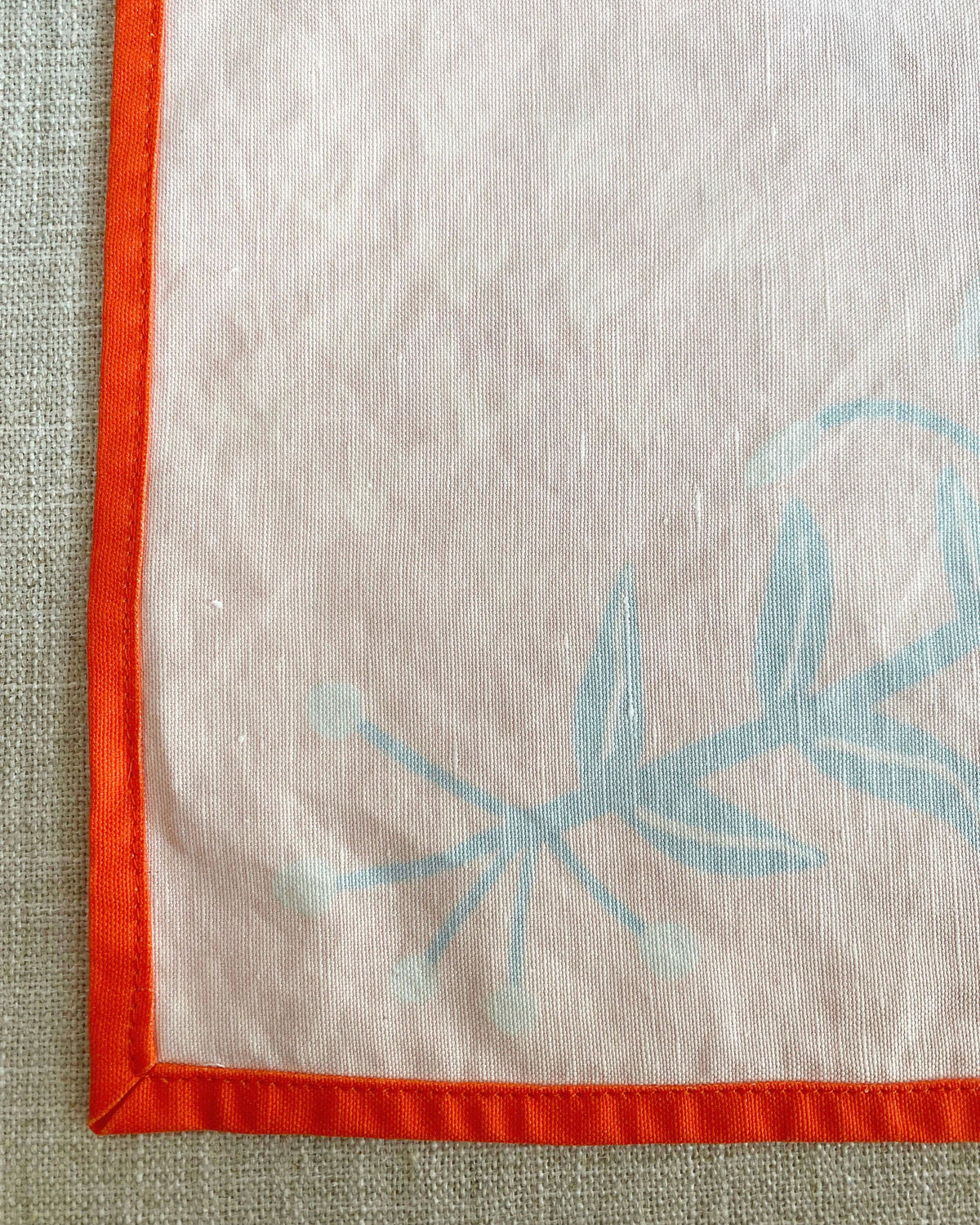 Coral Red Wildflowers Linen Cotton Handmade Tea Towel