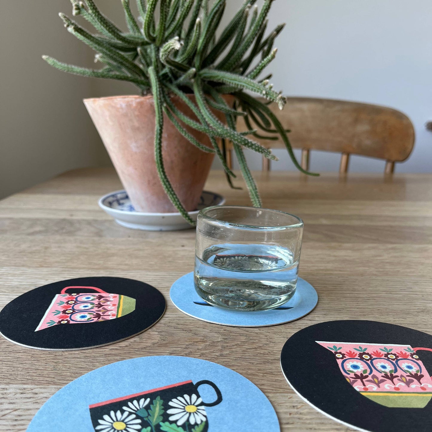 Drinks Coasters- Reversible Designs- Cup & Jug