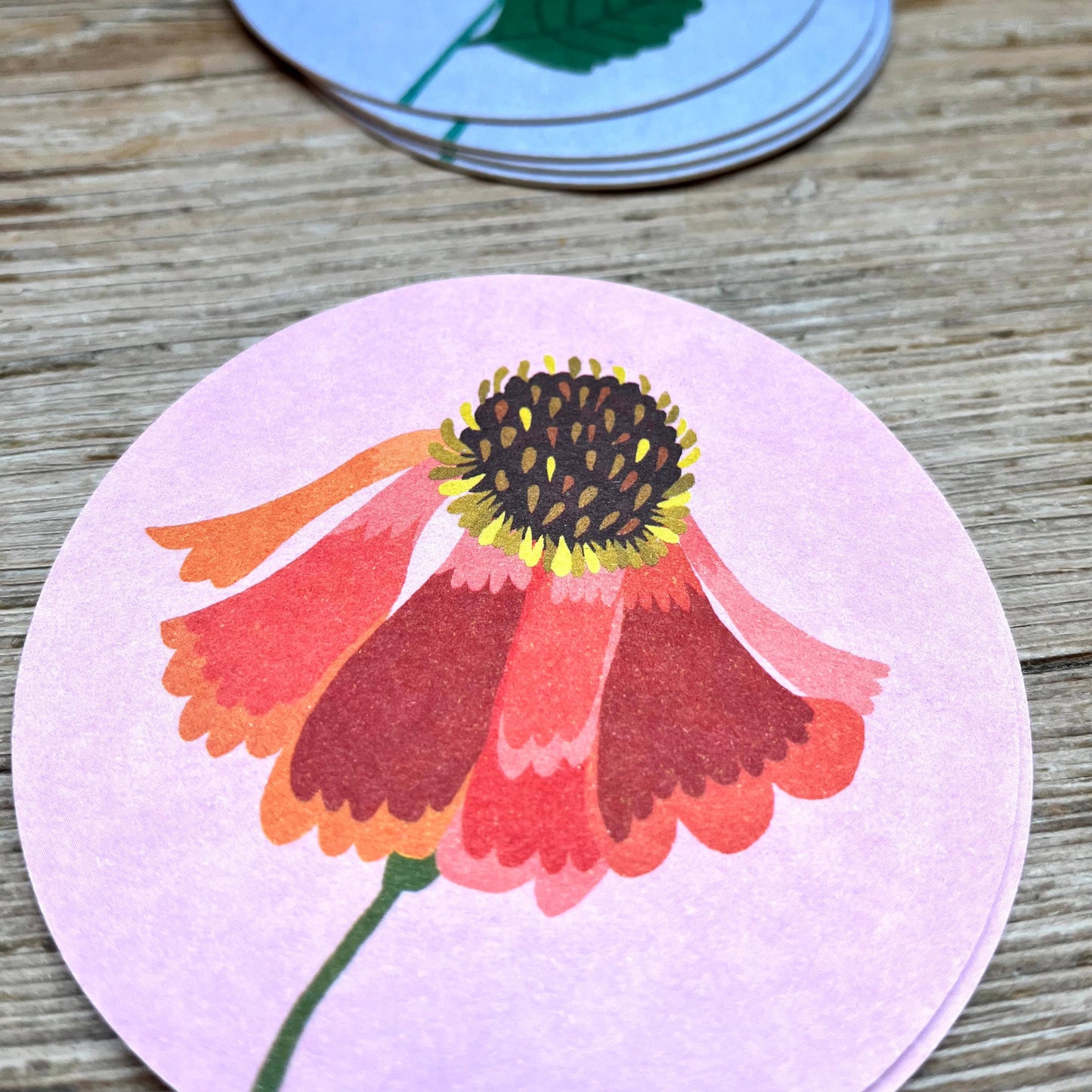 Drinks Coasters – ReversibleDesigns – Pansy & Helenium