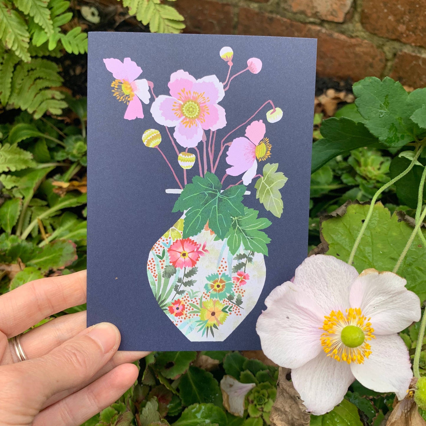Japanese Anemone Greetings Card