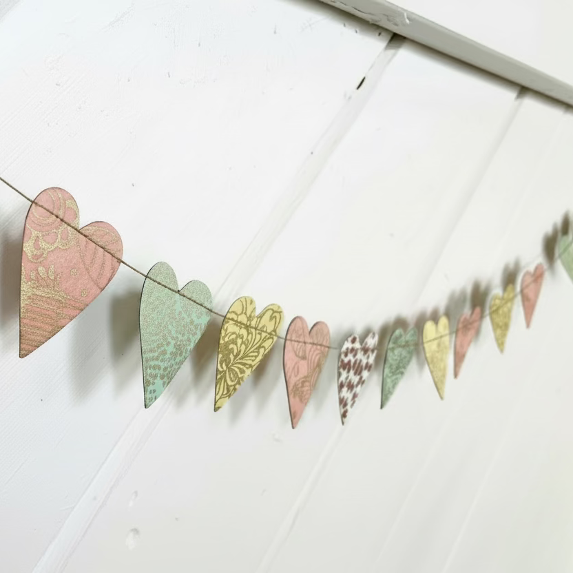 Patterned Heart Paper Garland