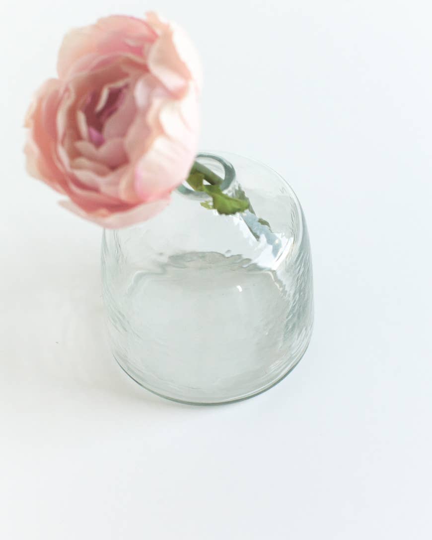 Bella Handblown Hammered Glass Bud Vase: Blush