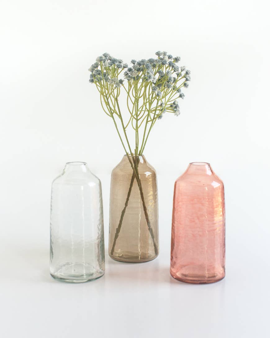 Siena Handblown Hammered Bud Vase: Clear