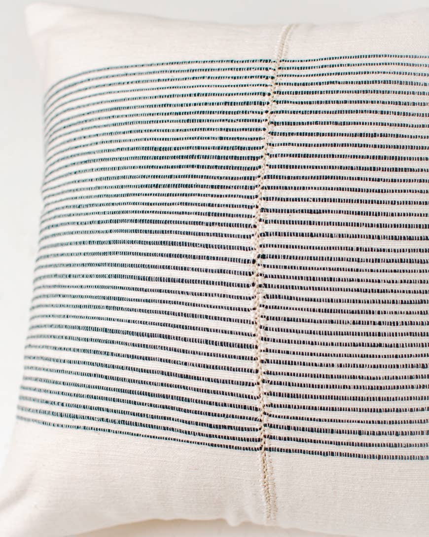 18" Riviera Hand-Stitch Throw Pillow Cover: Grey
