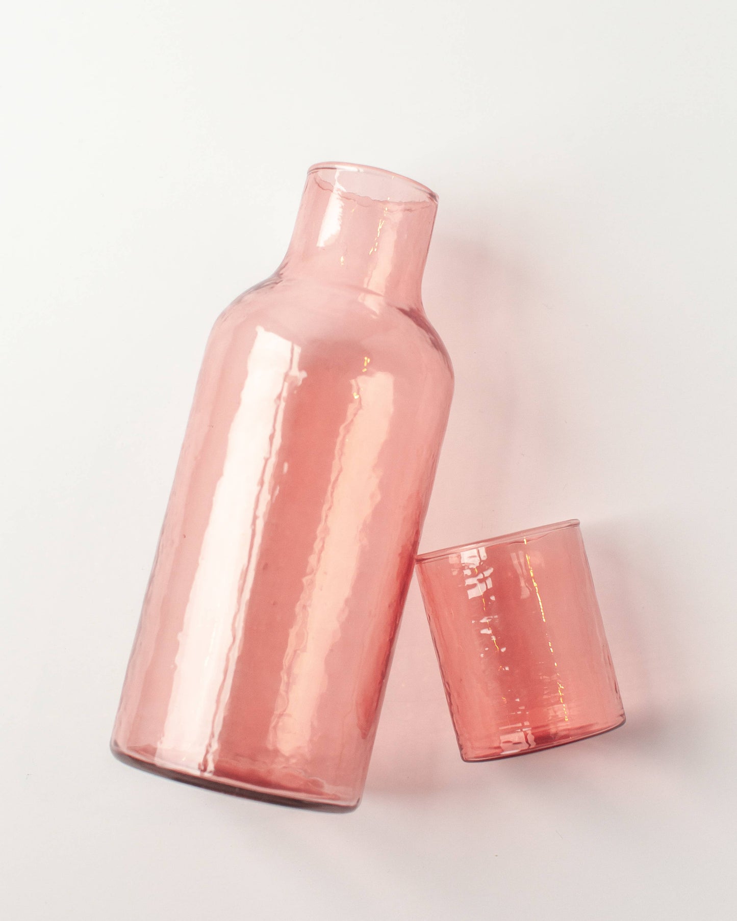 Handblown Hammered Glass Carafe: Amber