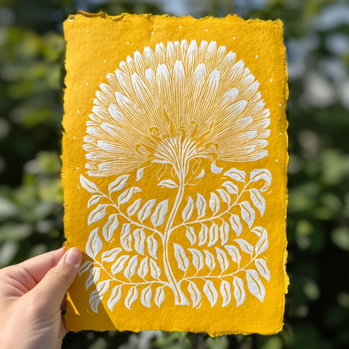 Marigold Handmade Linocut Print