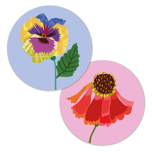 Drinks Coasters – ReversibleDesigns – Pansy & Helenium