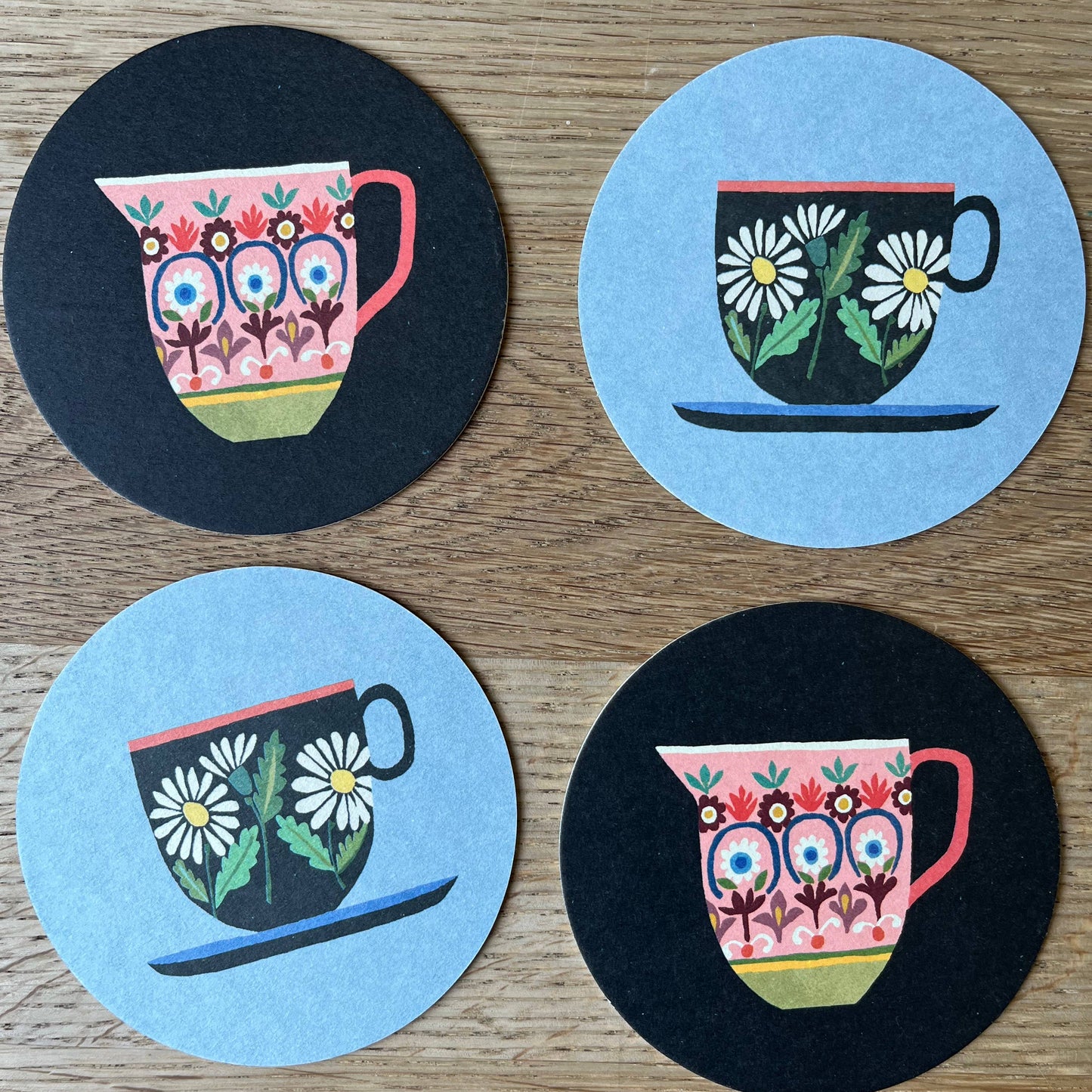 Drinks Coasters- Reversible Designs- Cup & Jug