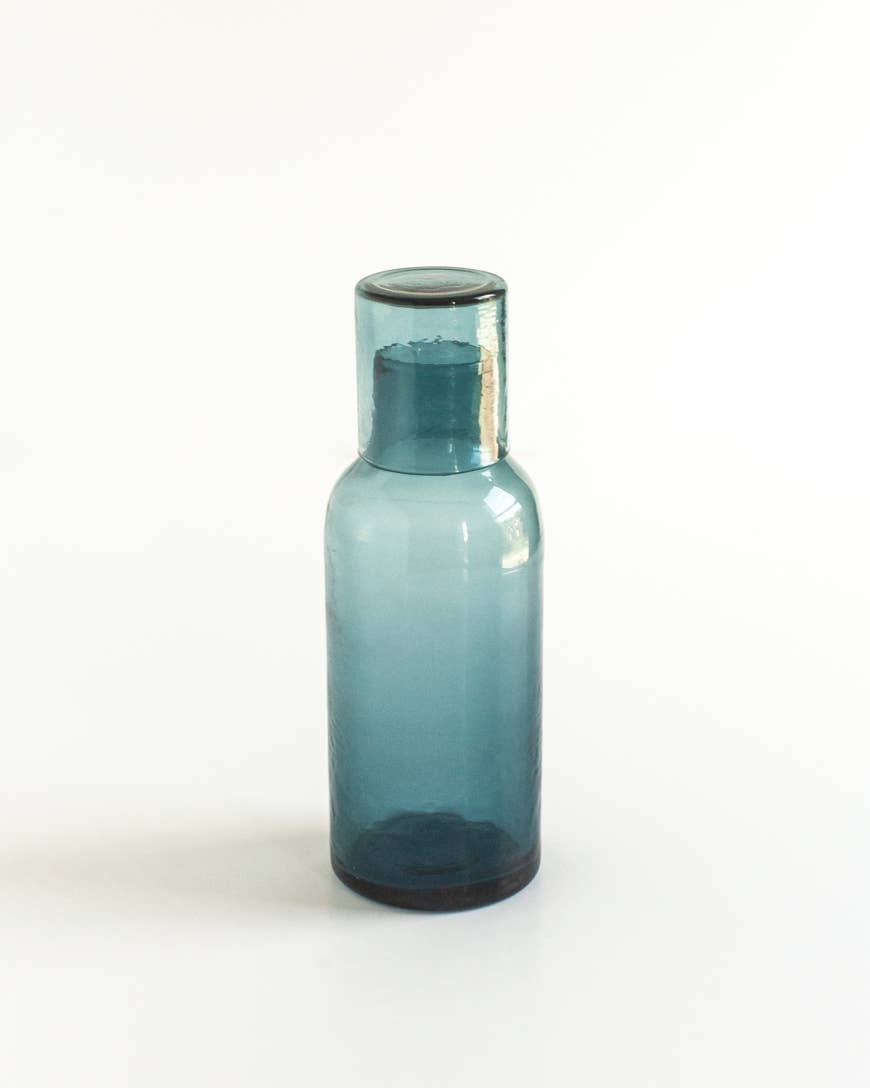 Handblown Hammered Glass Carafe: Amber