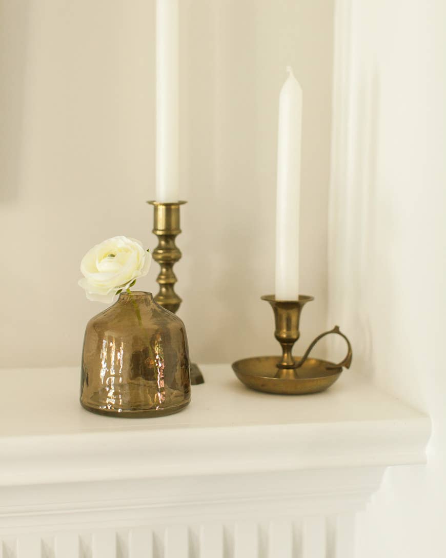 Bella Handblown Hammered Glass Bud Vase: Marigold
