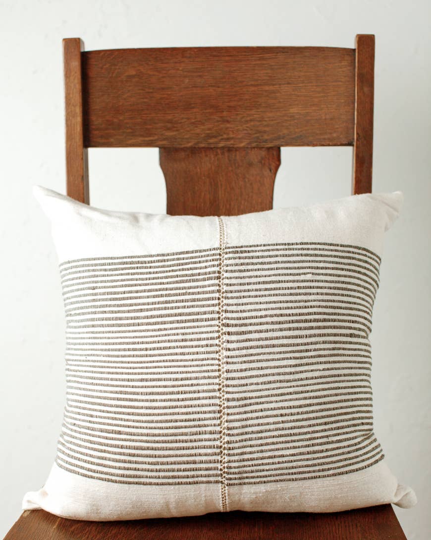 18" Riviera Hand-Stitch Throw Pillow Cover: Grey
