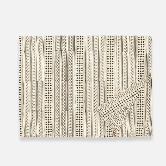 Graphic Block Print Tablecloth: Charcoal