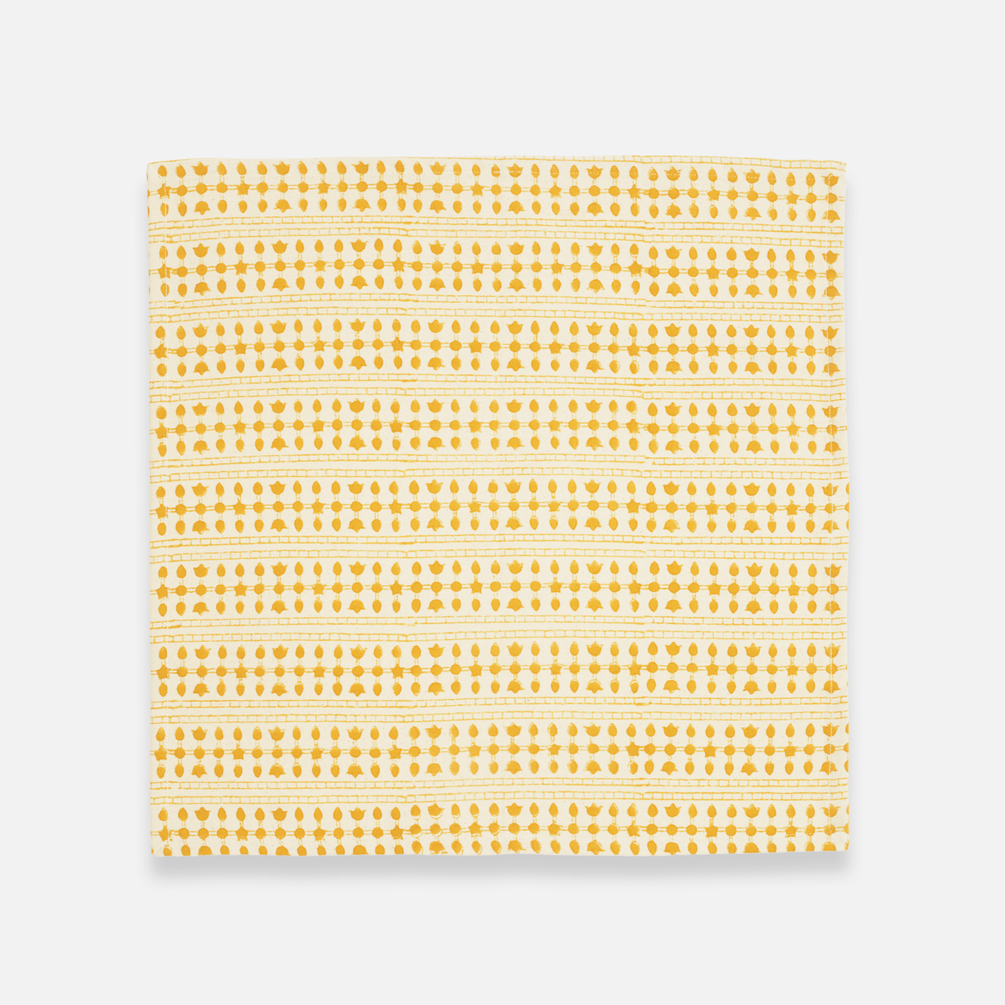 Graphic Block Print Cotton Napkins - Set of 2: Mustard