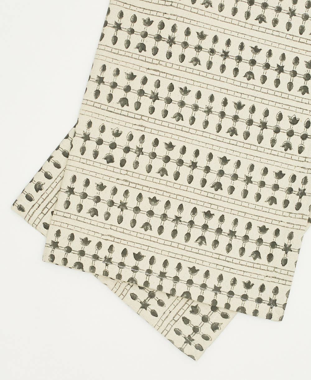 Graphic Block Print Cotton Napkins - Set of 2: Charcoal